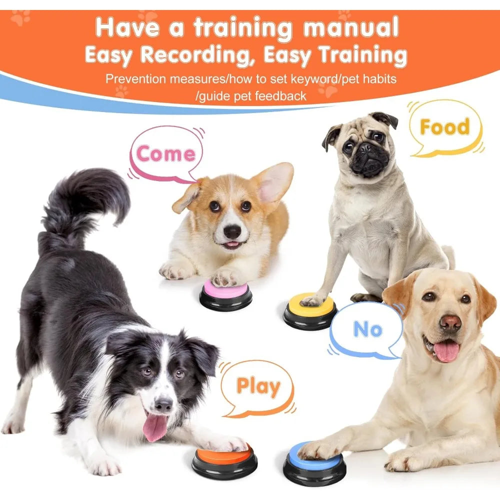 Talking Buttons for Dogs,8 Recordable Sound Buttons + 24 Scene Patterns + 1 Dog Button Mat+ 16 AAA