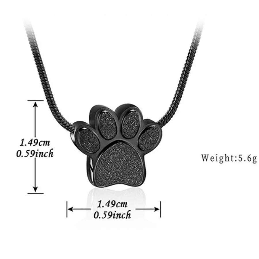 Stainless Steel Openable Paw Print Pet Ashes Urn Necklace Memorial Keepsake Jewelry