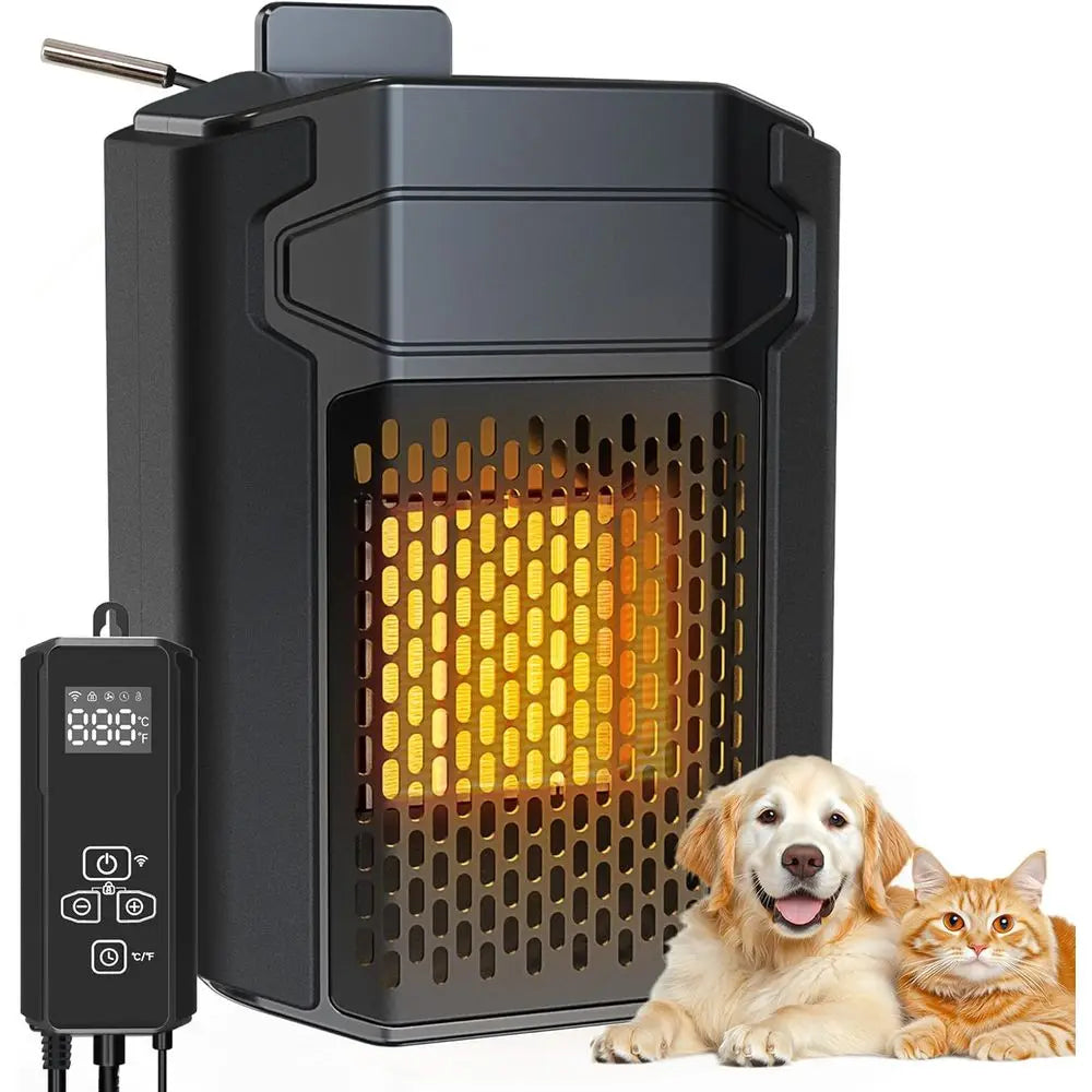 Outdoor Pet Heater 500W - WiFi APP Controlled Dog House Heater with Thermostat & Timer, Suitable for Winter Heating