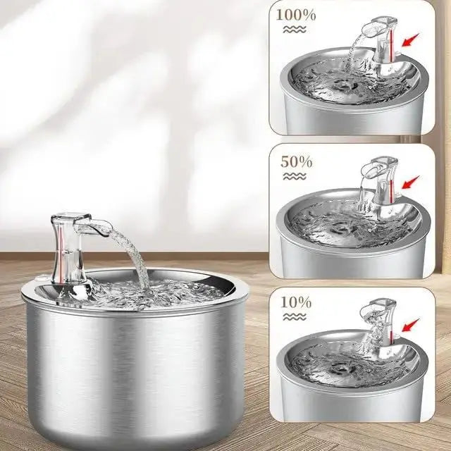 2L fully stainless steel pet water dispenser automatic cat water fountain with red water level