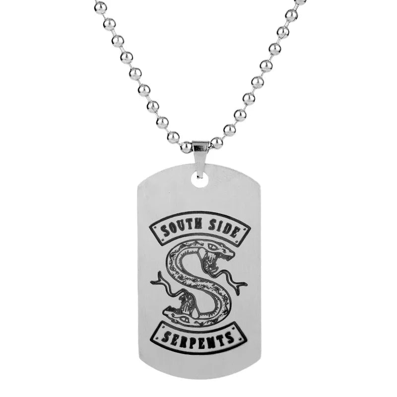 Stainless Steel Dog Necklace Riverdale South Side Serpents Hat Pendant Necklace Bead Chain Collier