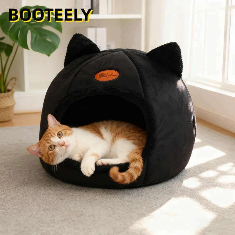 Black New Deep Sleep Comfortable Winter Cat bed Small mat Basket