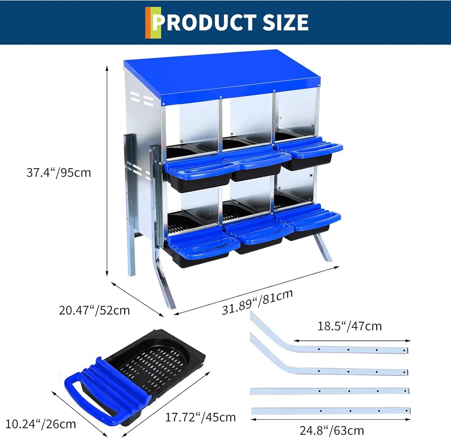 Heavy Duty Chicken Nesting Box Galvanized Steel Wall Mount or Stand Hen Laying Box Ventilated Easy Clean