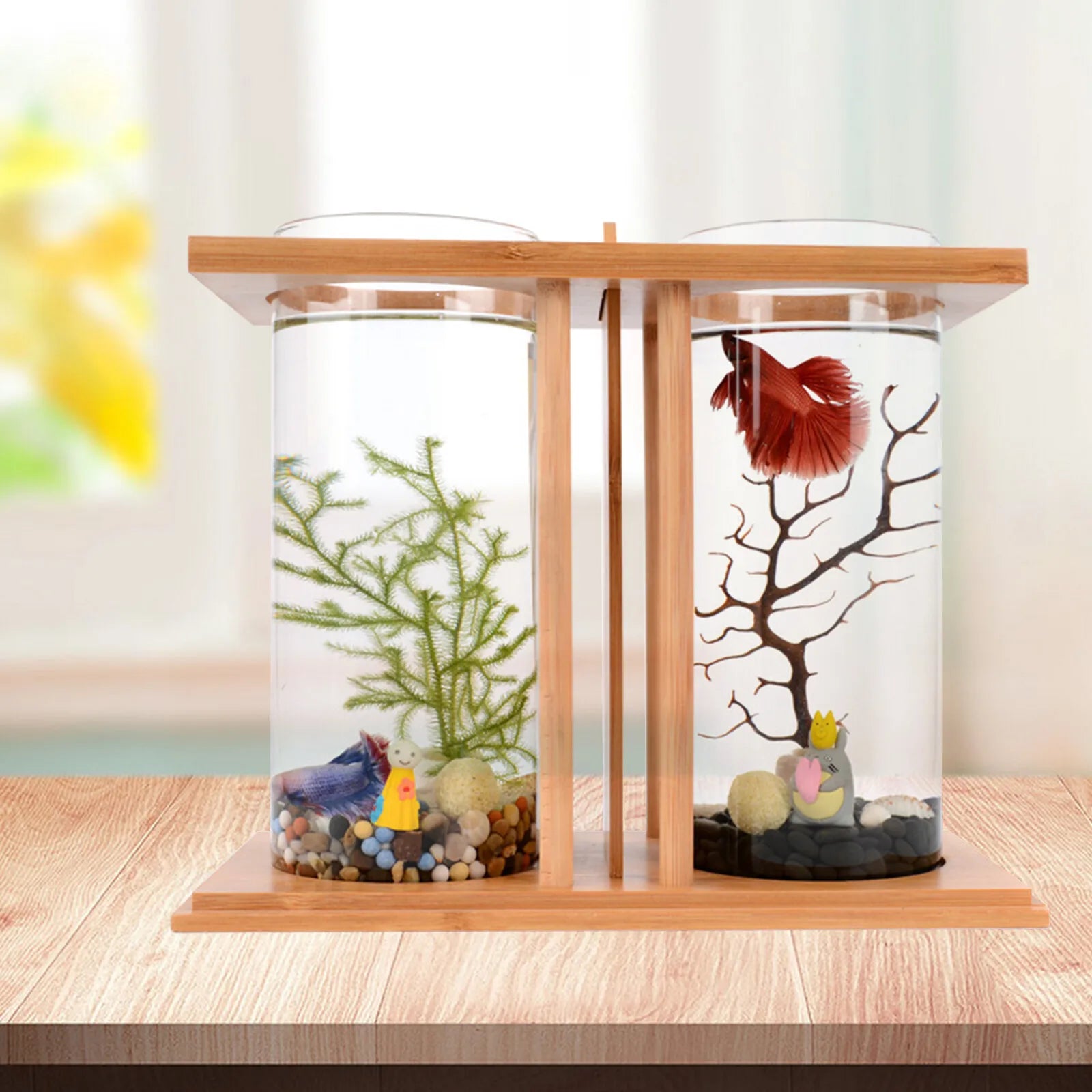 25.5*13cm Small Betta Desktop Dual Glass Fish Tank Clear Micro Landscape Fish Tank Mini Table Aquarium Betta Fish Bowl