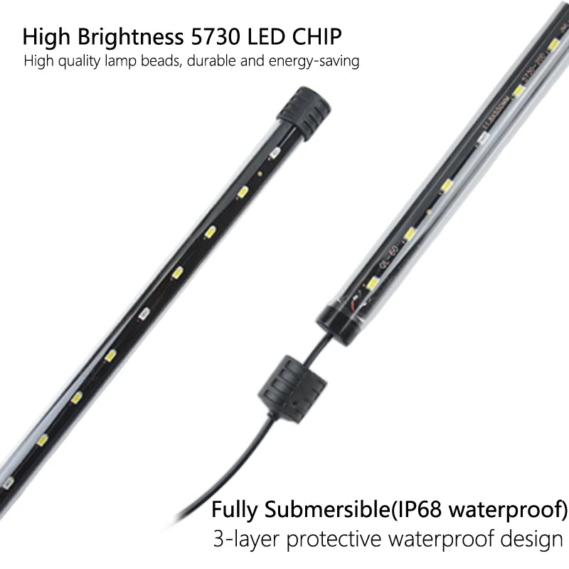Aquarium Light LED Waterproof Light Underwater Fish Lamp Plant Lamp 18-58CM 220-240V 5730chip