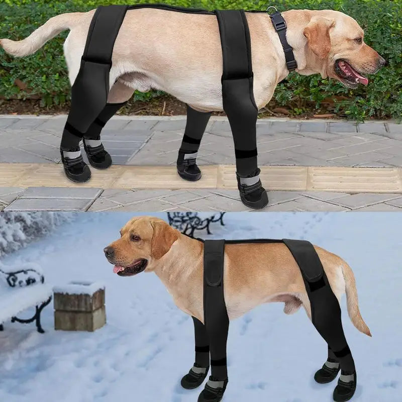 Dog Suspender Boots Waterproof Paw Protectors Soft Puppy Boots Non-slip Dog Winter Shoes Adjustable