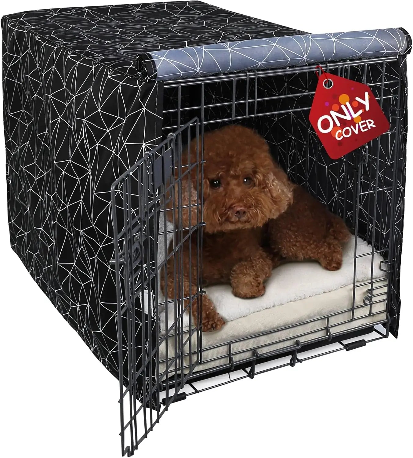 Explore Land Pattern Dog Crate Cover for 24" Wire Cage, Heavy-Duty Polyester with 1-3 Doors for Standard Metal Pet Kennel