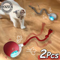 2Pcs Cat Interactive Ball Toys Automatic Rolling Ball Faux Tail Rechargeable Smart Pet Electric Toy