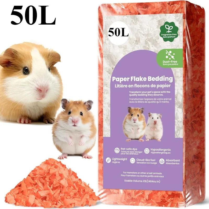 23L/50L Paper Small Pet Bedding Odor Control Dust-Free Moisture Absorbent Natural Shavings Bedding