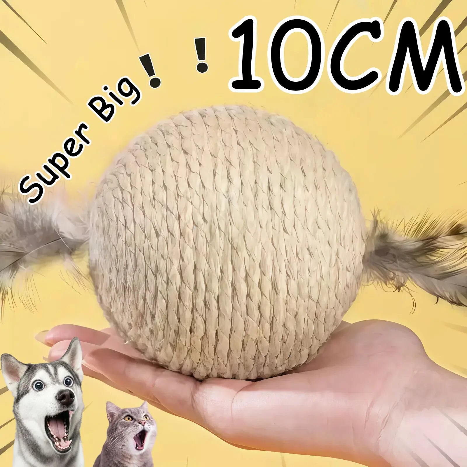 Interactive Toy For Kitten Teeth Cleaning Anti Bite 10CM Super Big Cat Ball Sounding