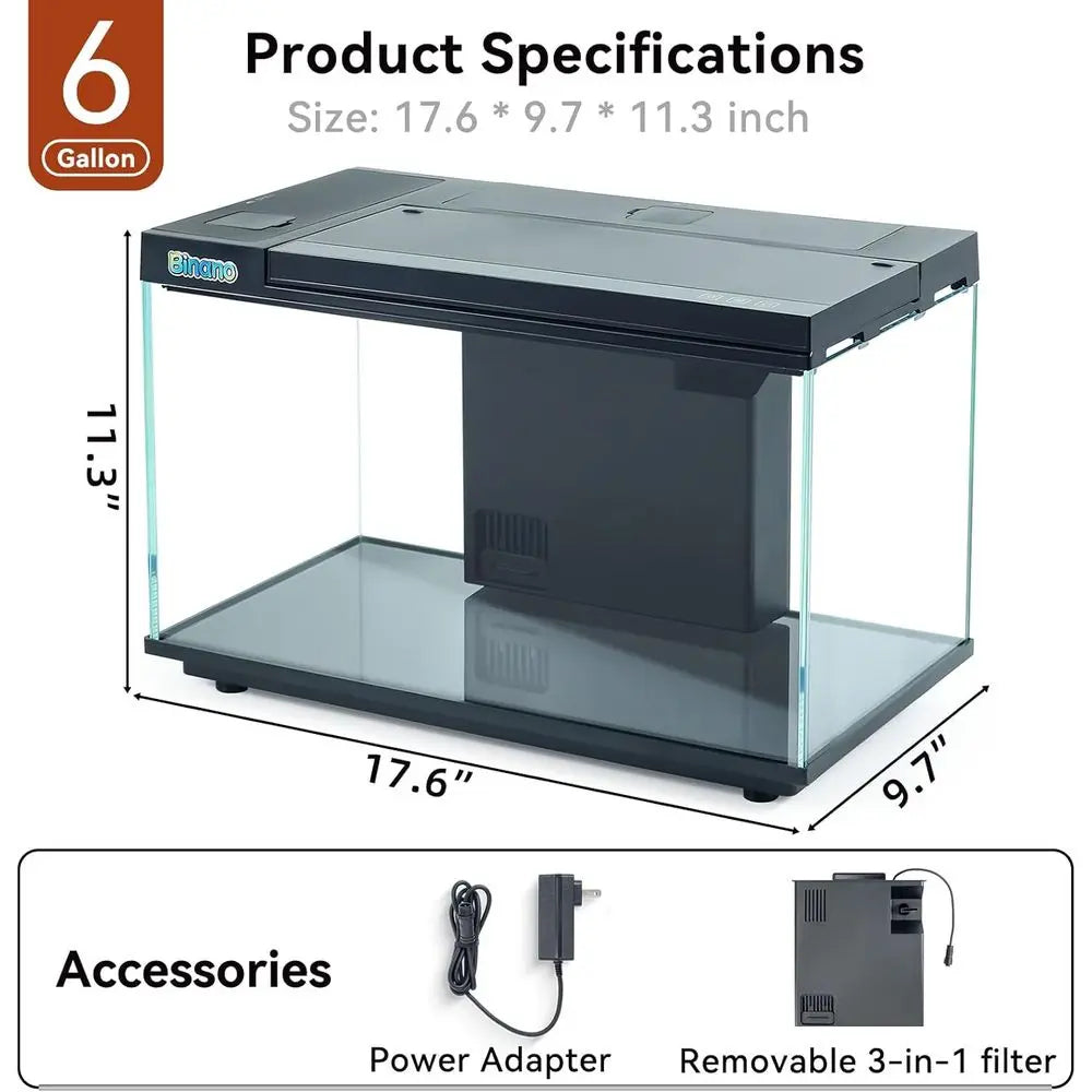 x 11.3 x 9.7 Inch Tank Kit Complete with Real-Time Temp Display, 3-Speed Water Pump, Smart Storage, Flexible Filter