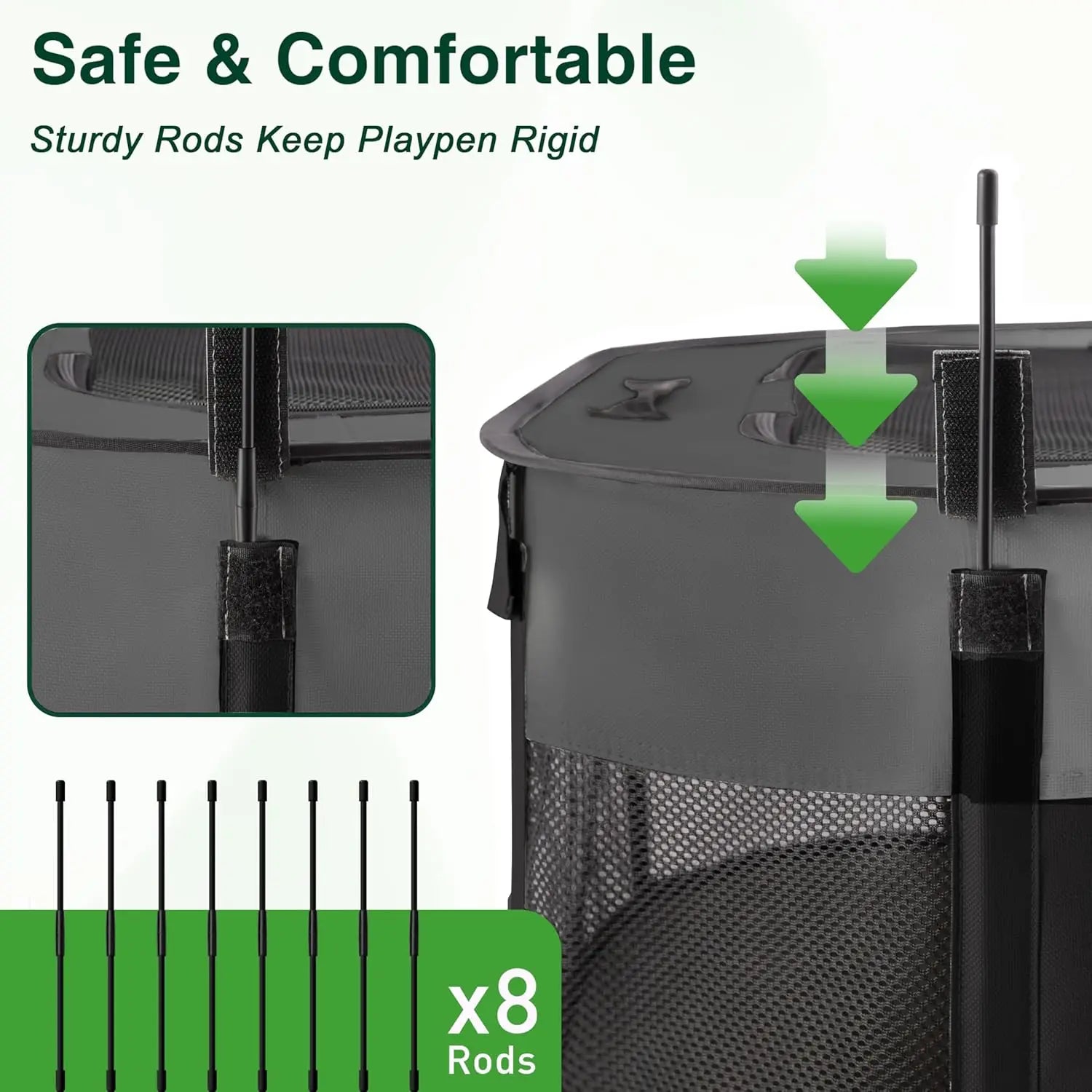 Portable Foldable Pet Playpen for Small Dogs Cats Indoor Outdoor Exercise Kennel with Carrying Case Grey