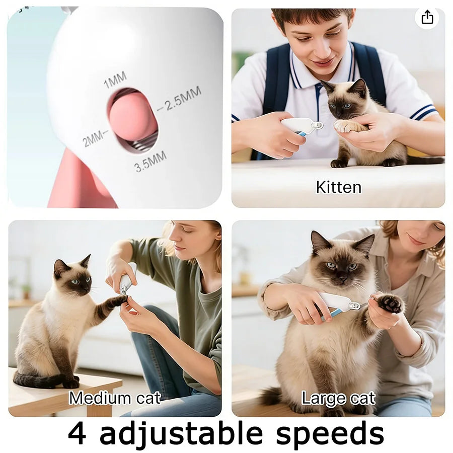 Cat & Dog Nail Clipper with File, Adjustable Round Hole Safe Trimmer for Home Pet Grooming