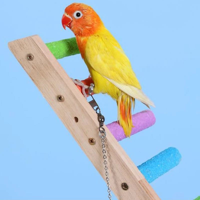 4/6/8 Step Bird Climbing Ladder Parrot Toy Ladder Bird Interaction Fun Climbing Toys Wooden Exercise Rack