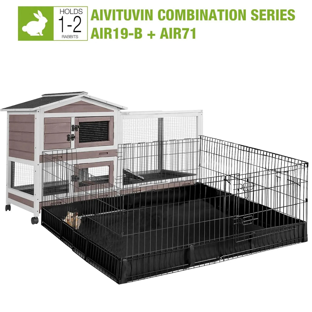 Rabbit Hutch Chew-Resistant Ramp Indoor Outdoor Cage with Wheels and Leakproof Tray, Customized