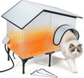 Heated Waterproof Cat House with Insulation for Outdoor Winter Shelter, Durable