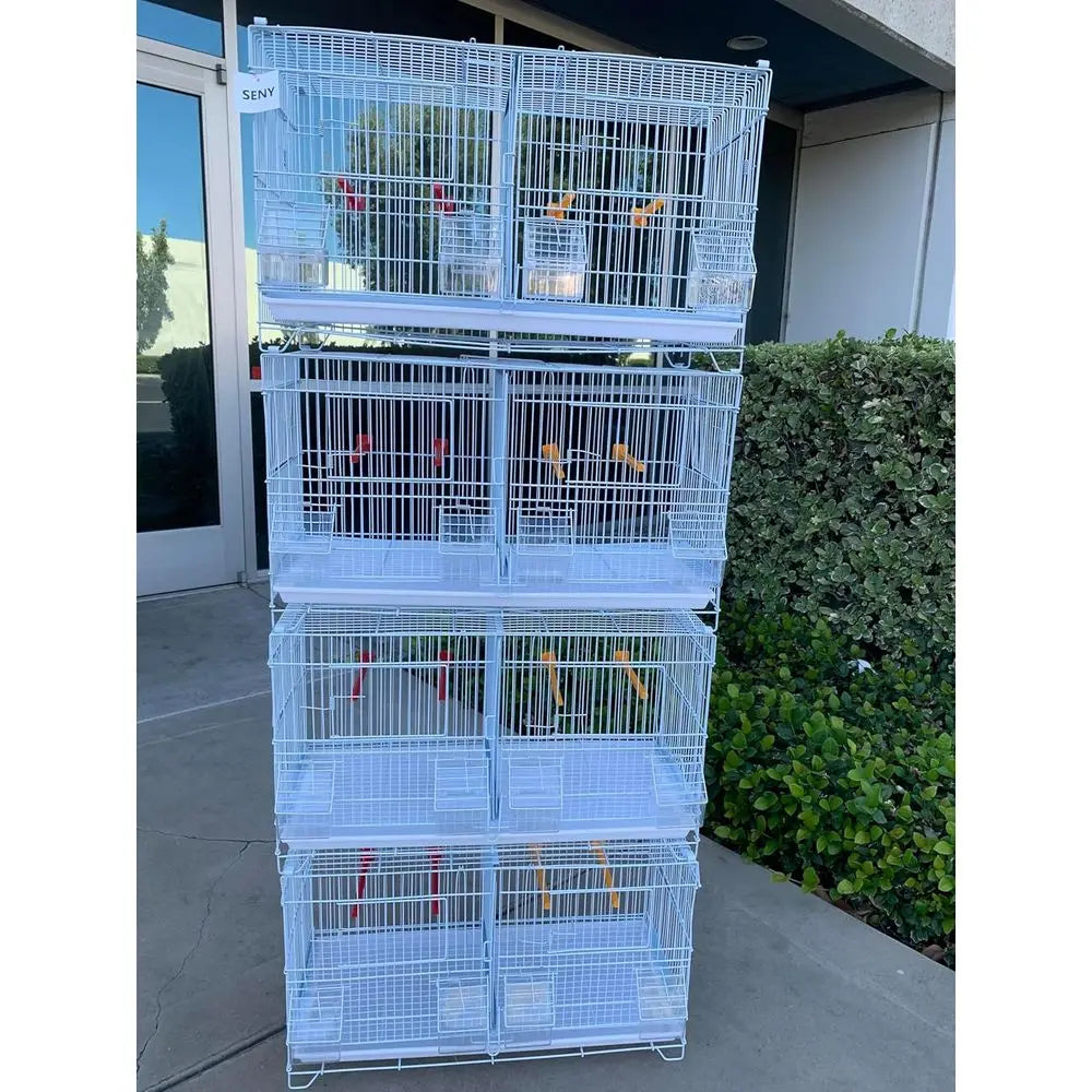 Set o 4 Stackable Breeding Bird Cage or Canary inch Small Birds (White)