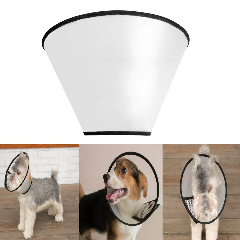 Plastic Cone Collar Transparent Recovery E-Collar Anti-Bite Lick Small Medium Large Dog