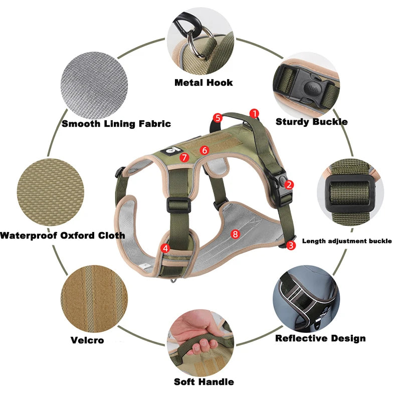 Large Dog Harness Collars Anti-Pull Harness Dog Walking Leash Pet Leash Anti-Escape