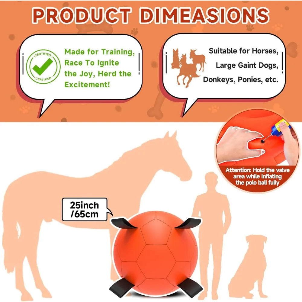 Giant Herding Balls for Dogs, 25 Inch Australian Shepherd Dog Toys with Straps, Ideal for Large Breeds and Horse Play Activities