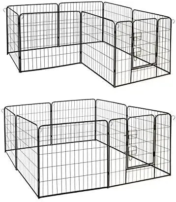 Heavy Duty Pet Playpen 8 Panel Exercise Cage Fence 32x32 Inches Black for Dogs Cats Chickens