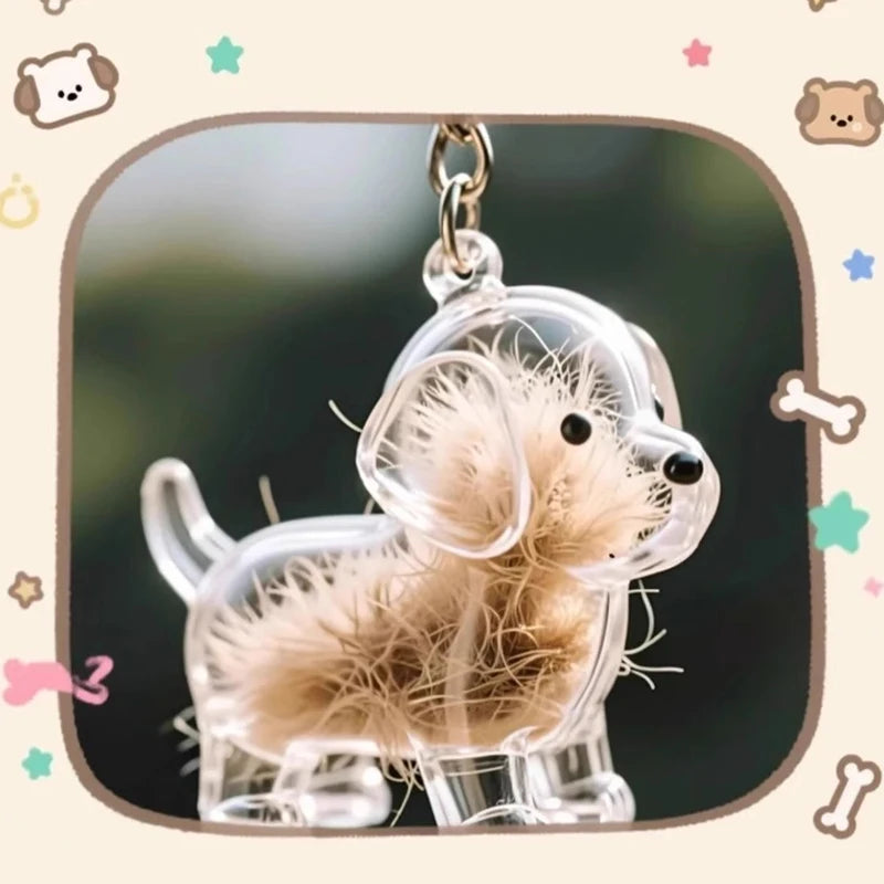Clear Puppy Hair Memorial Keepsake Capsule Pet's Dog Fur Container DIY Pendant Keychain