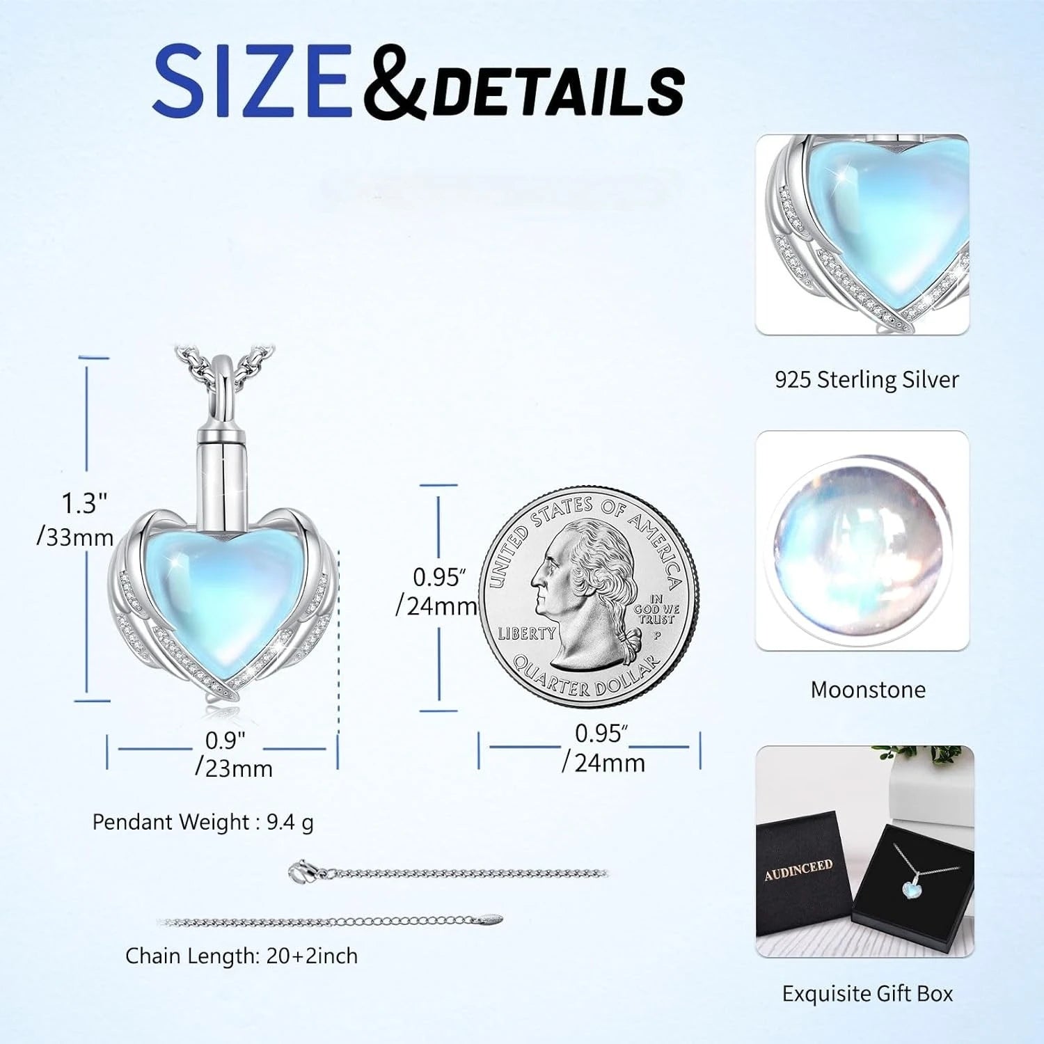 Cremation Jewelry 925 Sterling Silver Urn Necklace for Ashes for Women Men Memorial Pendant