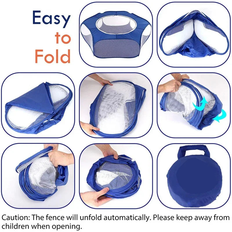 Portable Small Pet Cage Transparent Cat and Dog Cage Tent Pet Playpen Open Folding Yard Fence