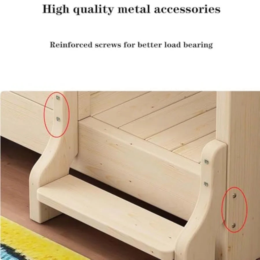 Small/Medium/Large Pet with Wood Frame and Steps Double Layer Pet Bed in Brown Durable Design with Side Ladder