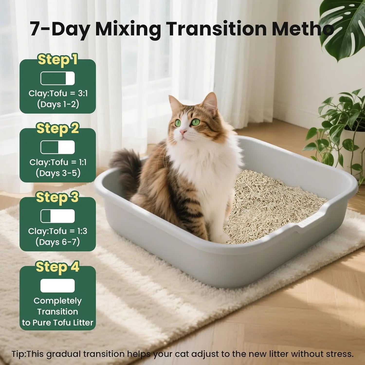 Natural Tofu Cat Litter with Green Tea Extract – Dust-Free for Multi-Cat Homes, 6lbs x 6 Pack