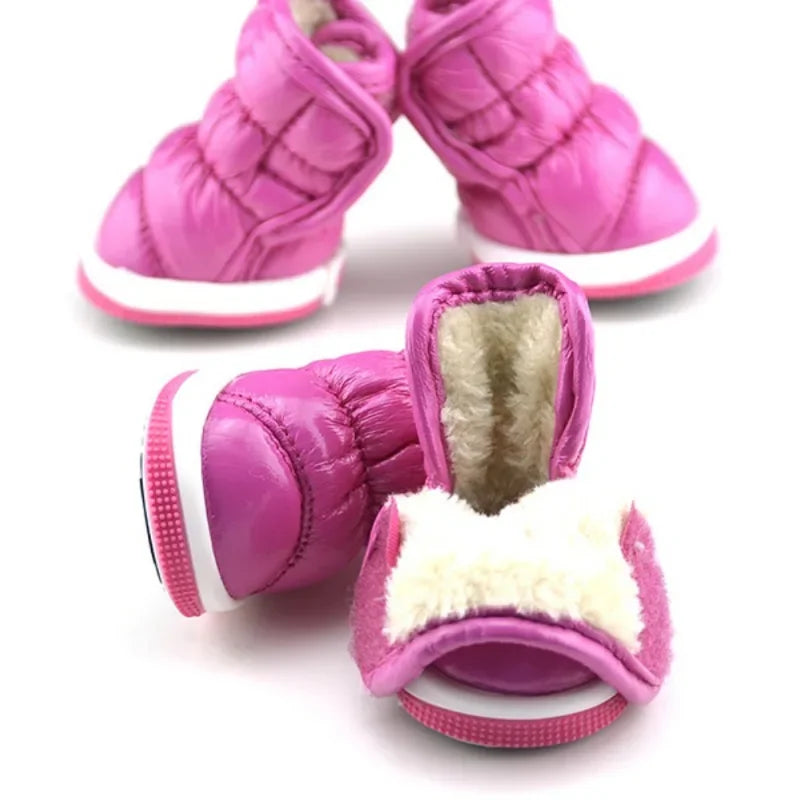 4pcs/set Pet Dog Winter Rain Shoes Waterproof Dogs Warm Snow Boots Non-Slip Shoes For Small Medium Dog Yorkie Shoes