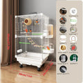Large Parrot Cage with Acrylic Doors, 3-Tier Movable Birdcage Parakeet Cage w/Wheels, 360° View Spacious Interactive Bird House,