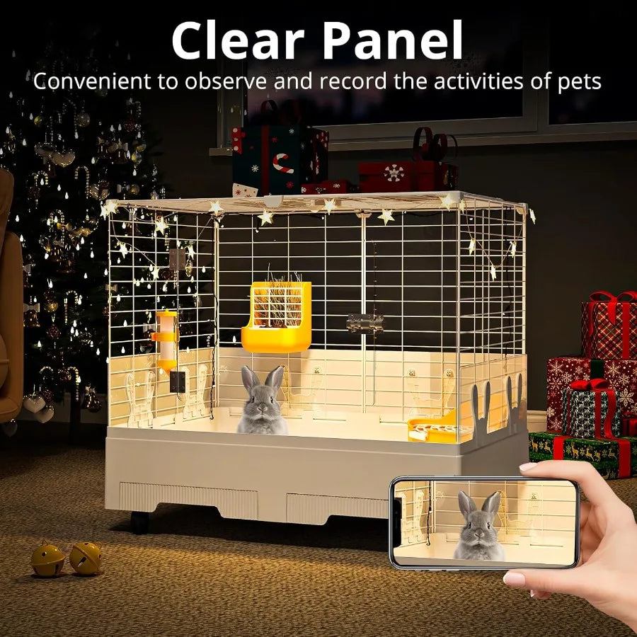 Deluxe Small Animal Cage Indoor with Pull Out Tray Transparent Habitat