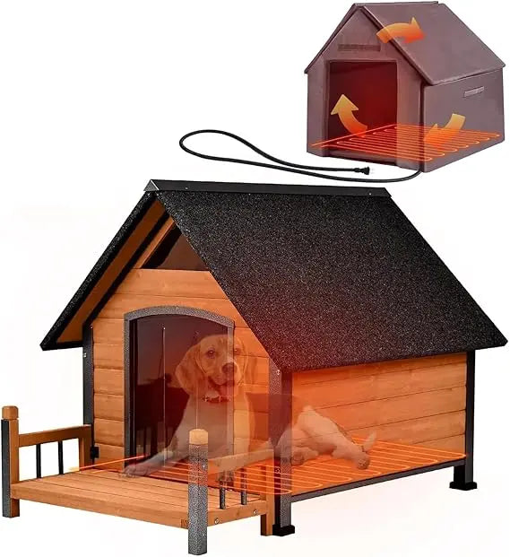 Insulated Dog Kennel with Heating Liner Strong Iron Frame Small, Medium & Large