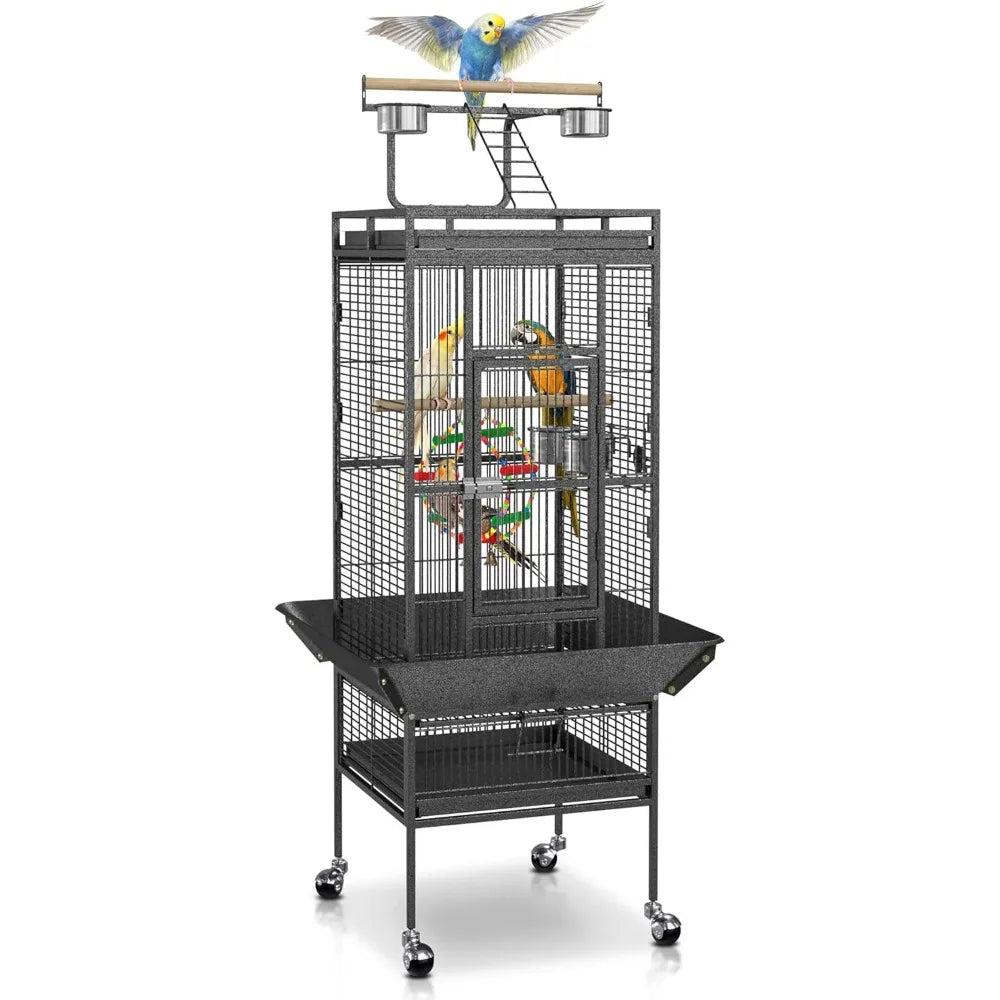 61-inch 2in1 Large Bird Cage with Rolling Stand Play top Parrot Cockatiel Cockatoo Pet House