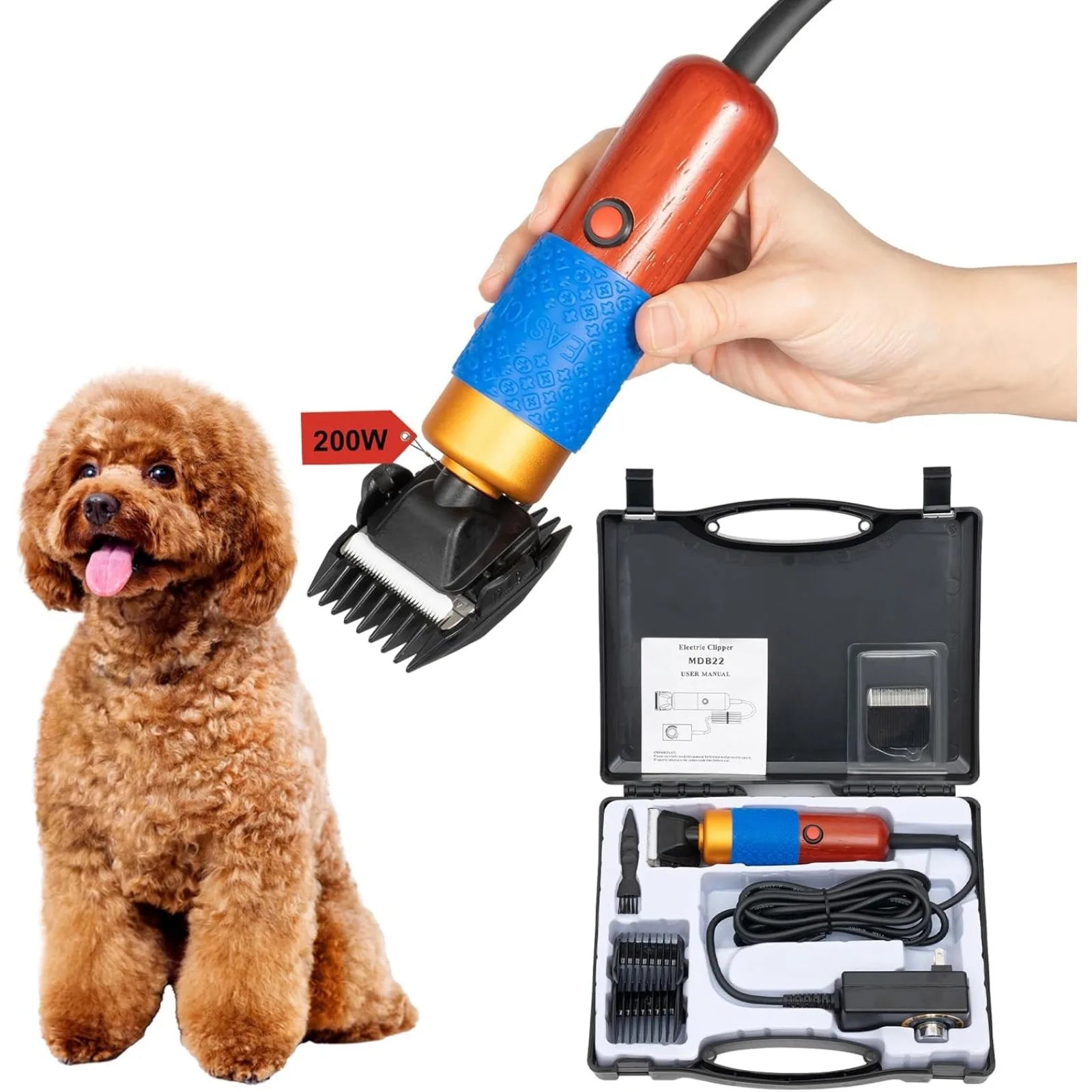 200W Electric Pet Clippers,Pet Dog Grooming Clippers Kit Low Noise Pet Hair Trimmer for Grooming Hair Clipper