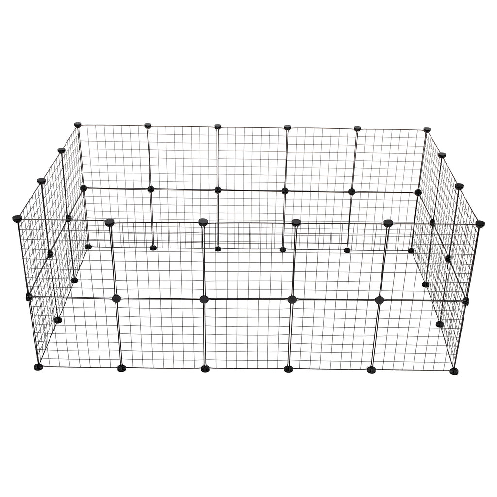 Pet Playpen: 24pcs (8pcs Free) Portable Metal Wire Fence for Indoor Small Animal Cage/Tent (Black)