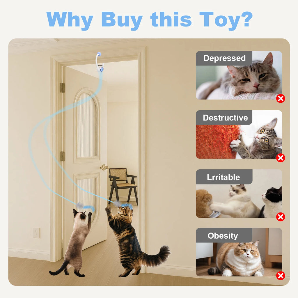 Electric Door Hanging Cat Toy Interactive Cat Toy USB Rechargeable Self Play Toy Retractable