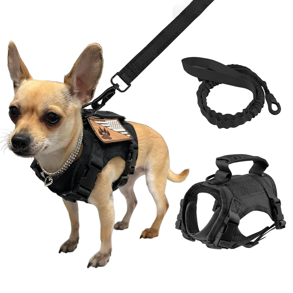 Tactical Puppy Harness Leash Set For Small Dogs Adjustable Cat Harnesses Vest