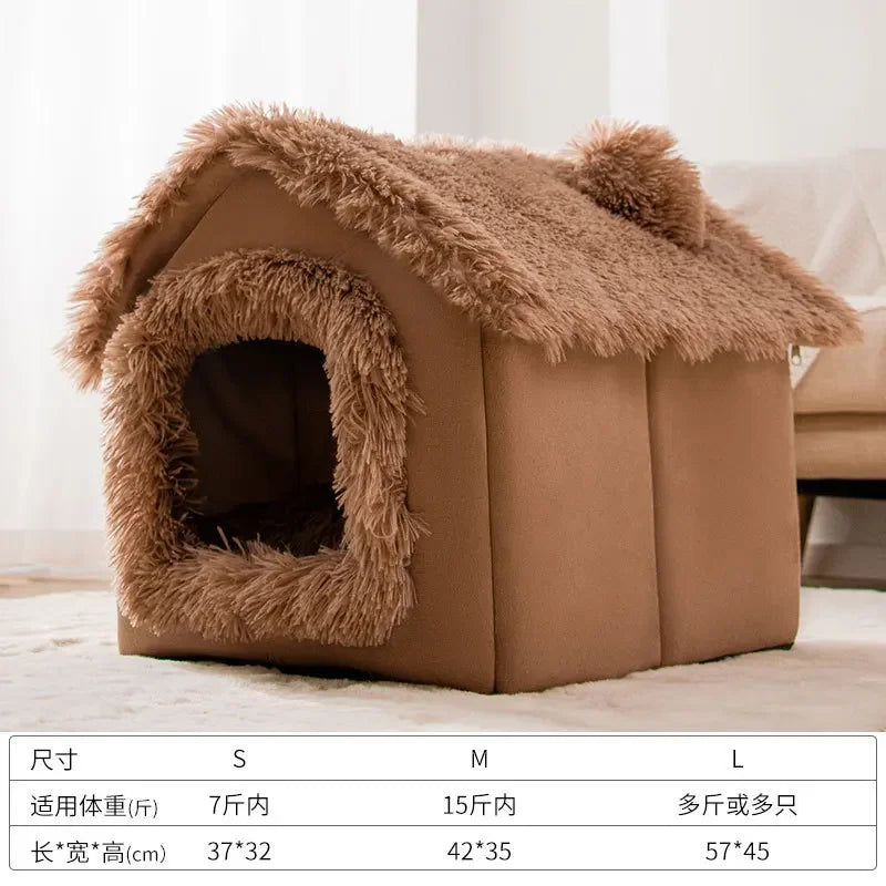 Indoor Soft Comfortable Puppy House Removable Small Dog Bed Cave