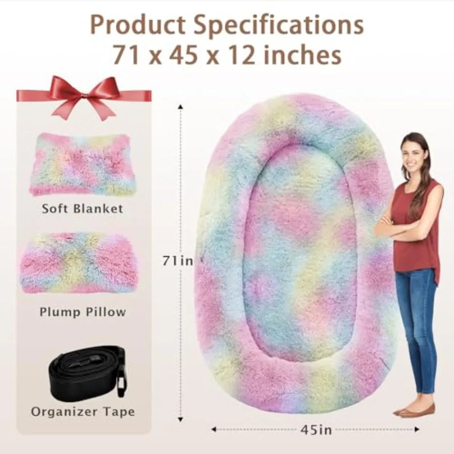 Human Dog Bed 71''x45''x12'' Size Fits Adult and Pet Washable Giant People Bed 10 CM Thick Memory Foam