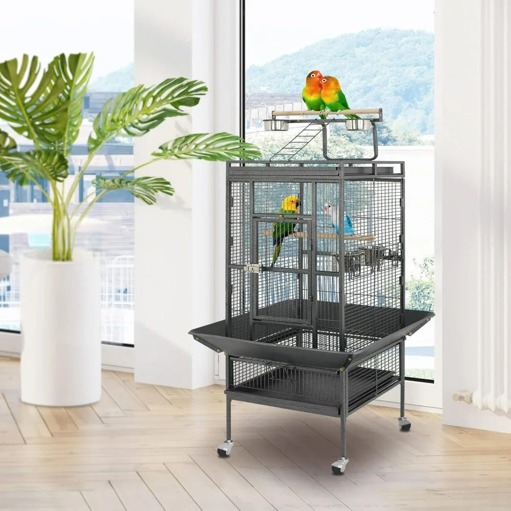 61-inch 2in1 Large Bird Cage with Rolling Stand Play top Parrot Cockatiel Cockatoo Pet House