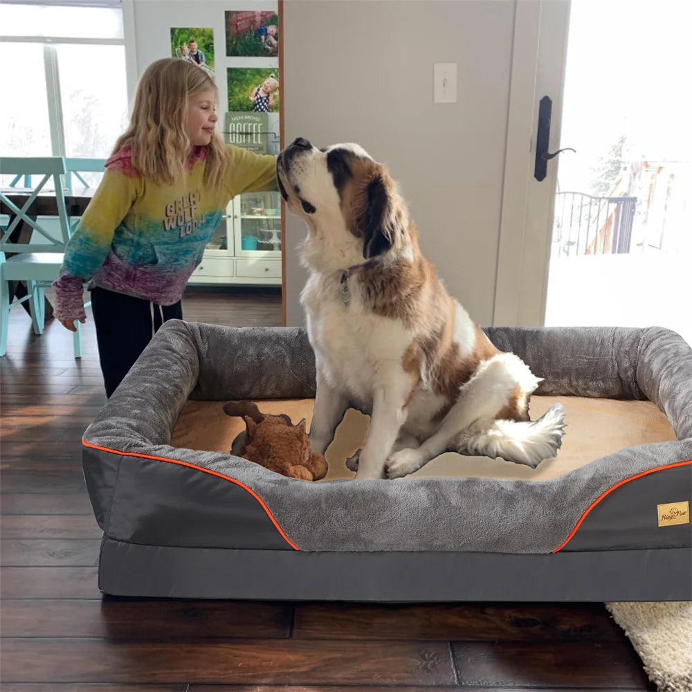Jumbo Large Orthopedic Dog Bed Memory Foam Pet Sofa Couch Waterproof Removable Cover