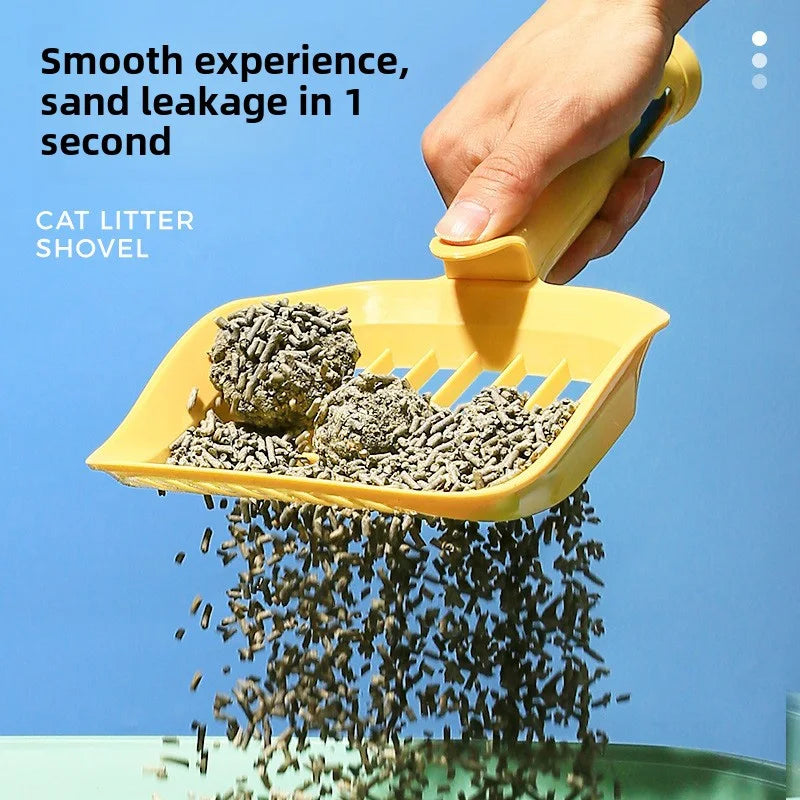 2-in-1 Long-Handle Cat Litter Scoop – Built-in Trash Bag, Sifting Design