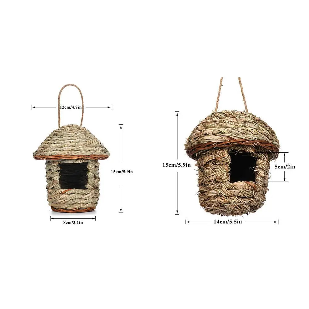 Handwoven Straw Bird Nest Parrot Hatching Outdoor Garden Hanging Hatching Breeding House