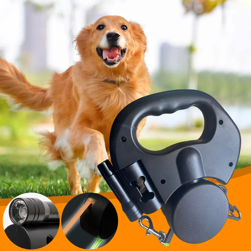 Double Headed Dog Leash 360 Degree Swivel Dual Pet Leash Retractable