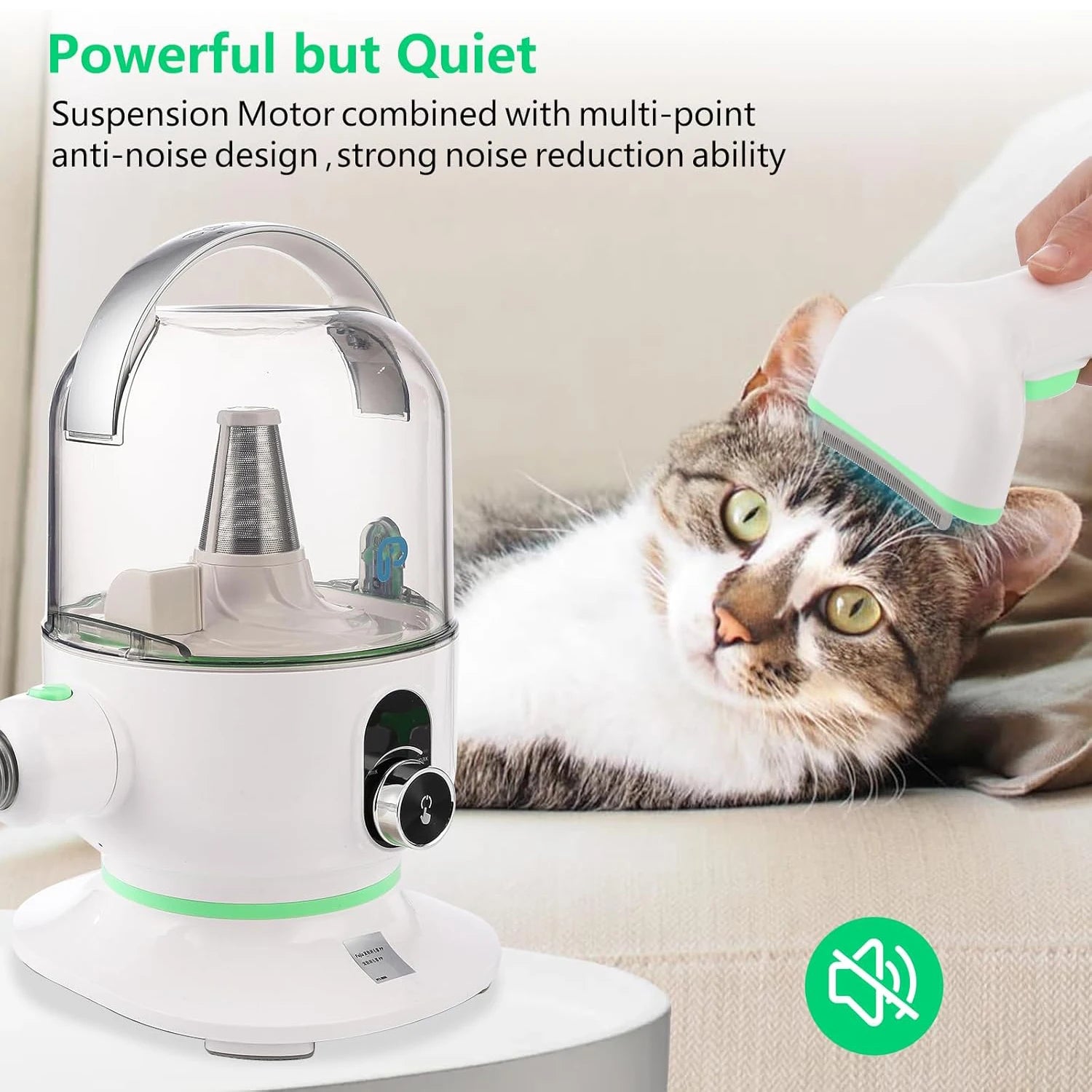 2L Vacuum Suction 99% Pet Hair, Professional Quiet Dog Grooming Vacuum Kit with 5 Grooming Tools