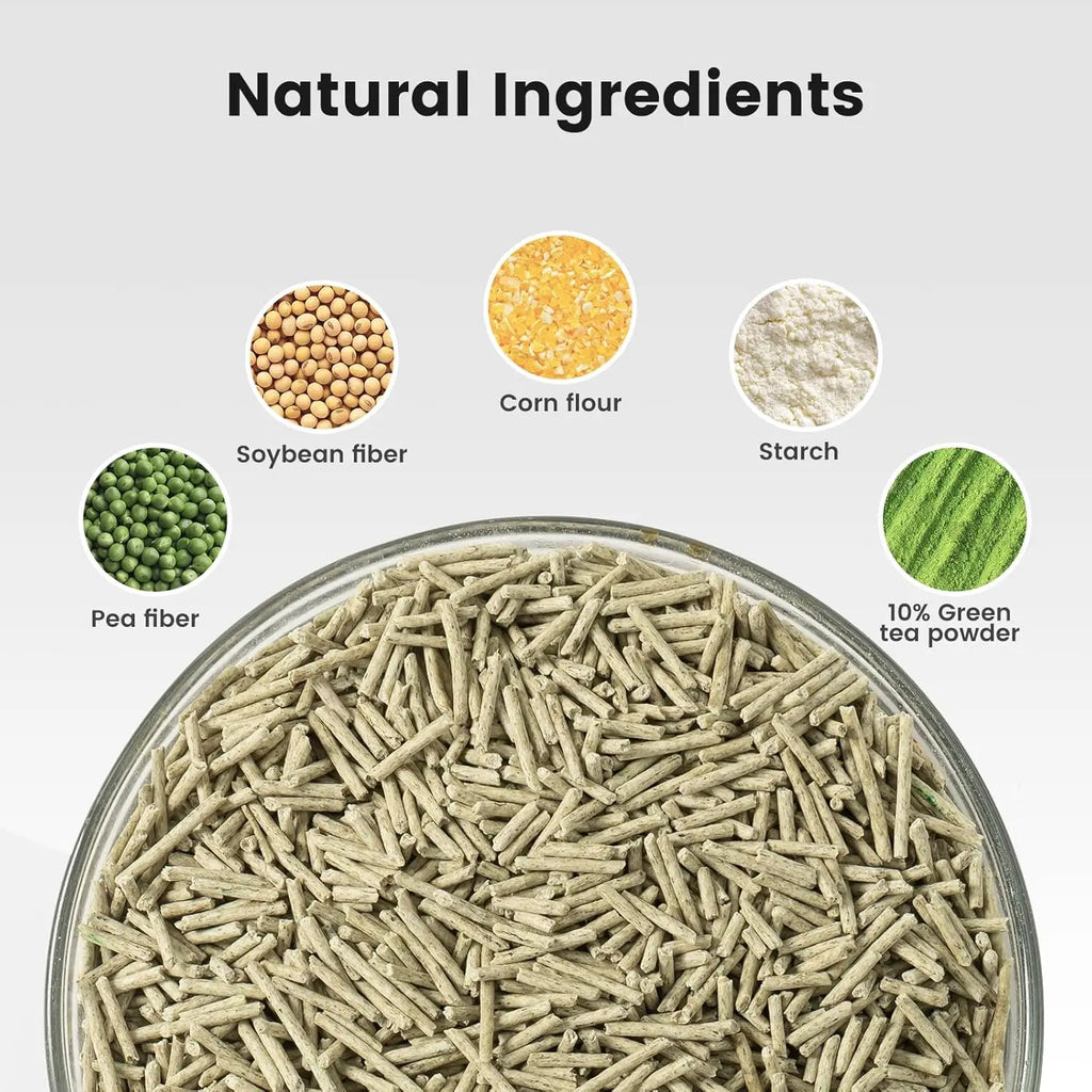 Natural Tofu Cat Litter with Green Tea Extract – Dust-Free for Multi-Cat Homes, 6lbs x 6 Pack