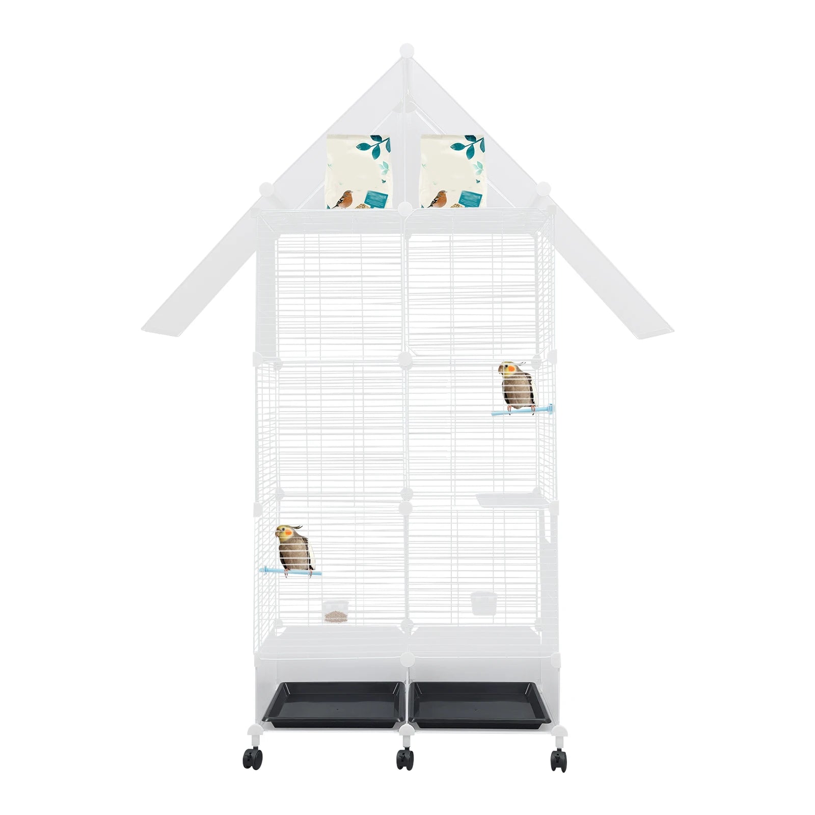 65-inch Bird Cage Large Parrot Cage Birdcage Portable Pet Cages with 6 Universal Wheels & Storage Top,for Lovebirds Cockatiels
