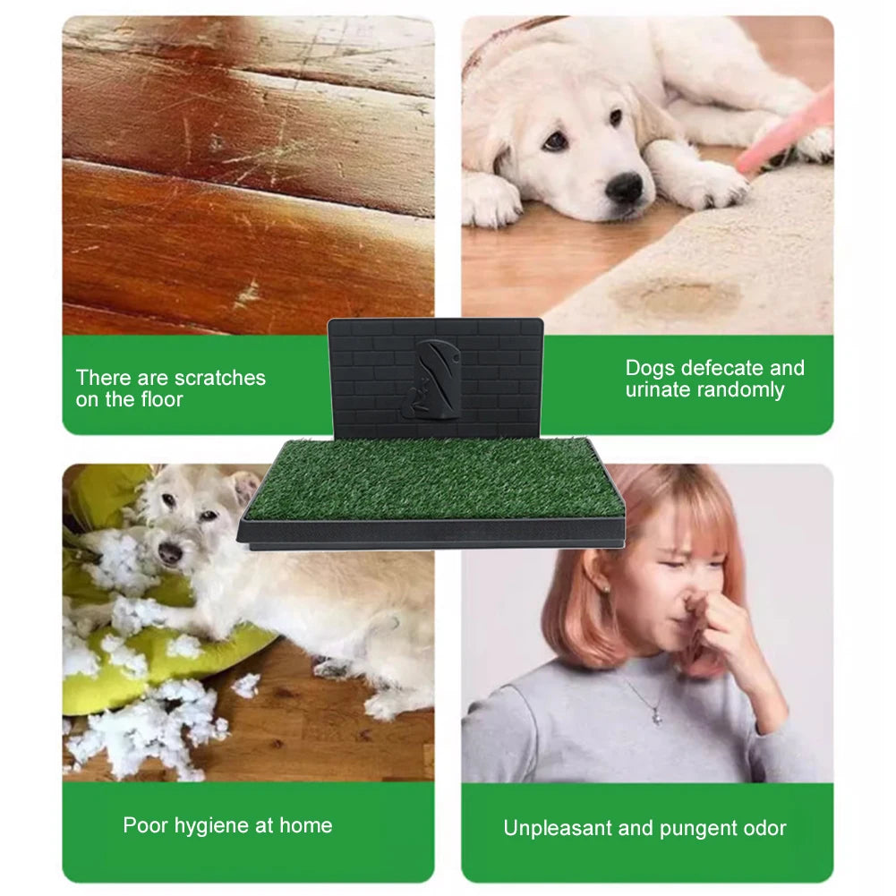 Training Pads with Pee Baffle Dog Grass Pad with Large Tray Reusable Indoor for small and Medium Dogs